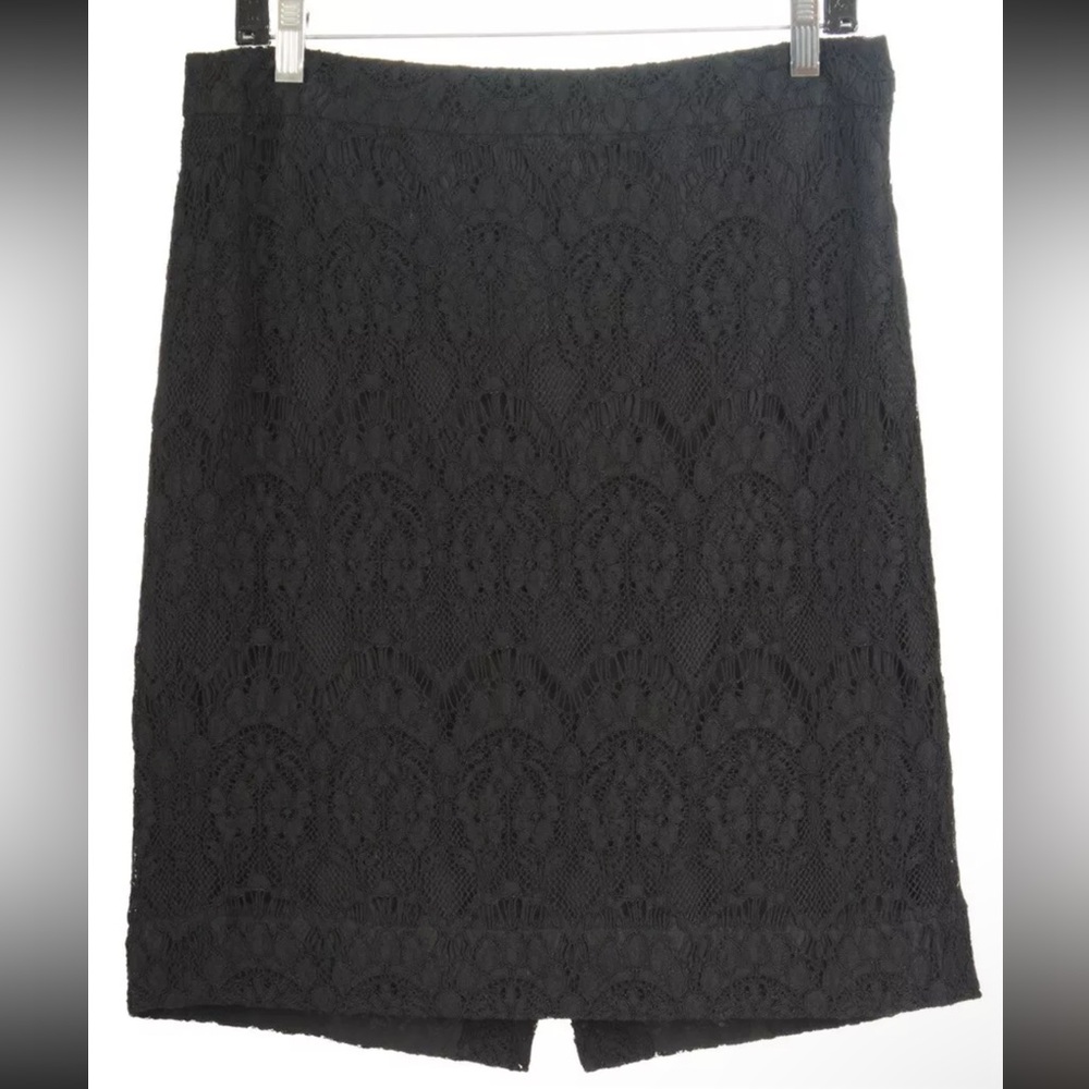 J. Crew Women’s Skirt 2 Black A Line Lace Lined Floral Cotton Blend